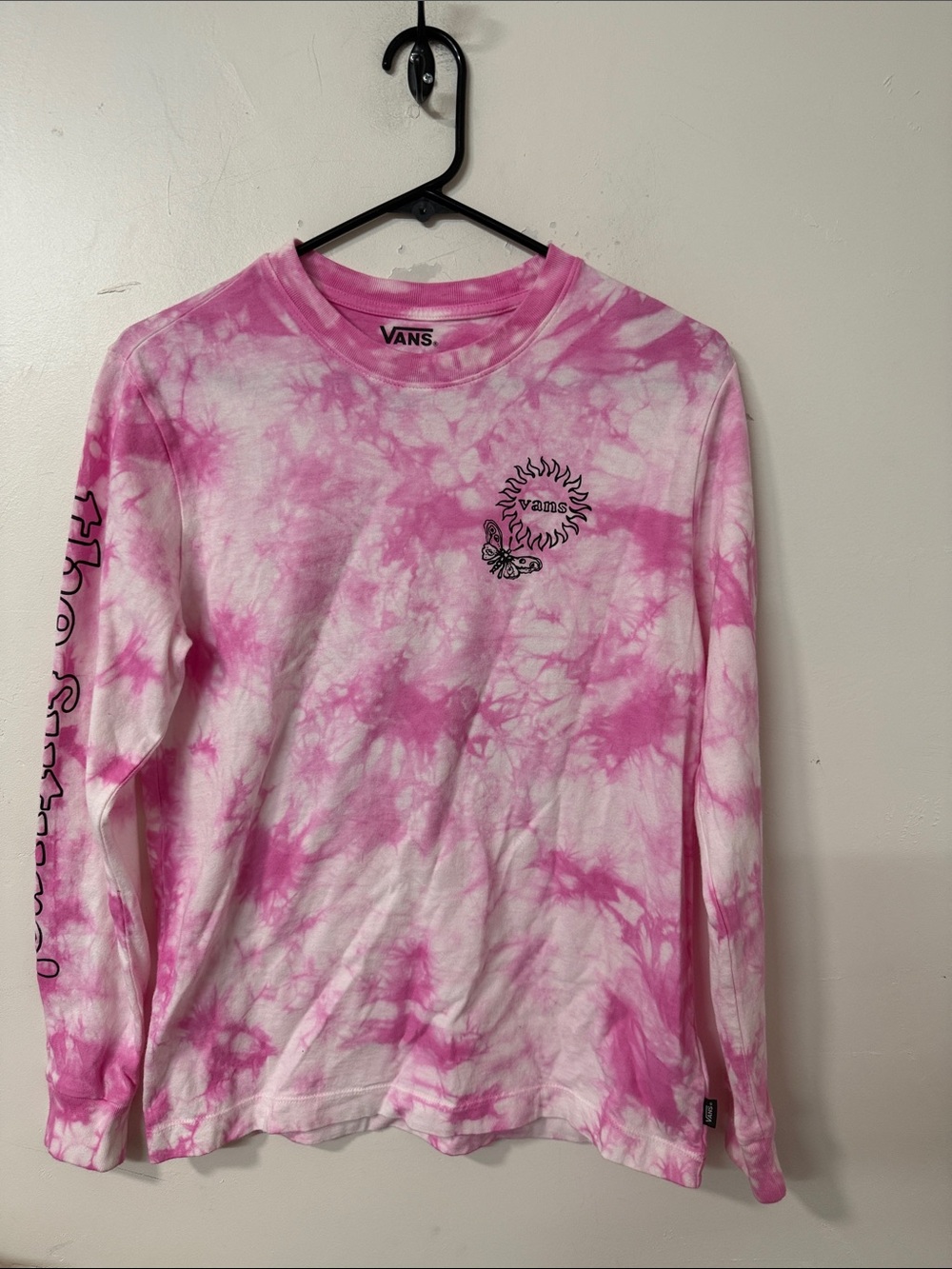 Vans Pink and White Tie-Dye Long Sleeve Tee